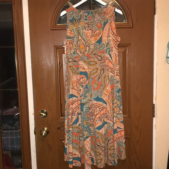 World Unity Matisse Paisley Print Embroidered Sleeveless High Low Dress - Picture 14 of 16